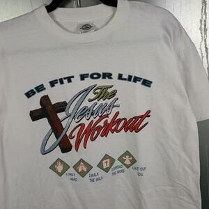 Jesus Workout Lord's Gym Vintage 90s Religion T-shirt Large Y2K God Church Funny